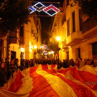 Manifestació per la llengua 15 dec 2012 amb la Senyera Infinita d¨Almenara