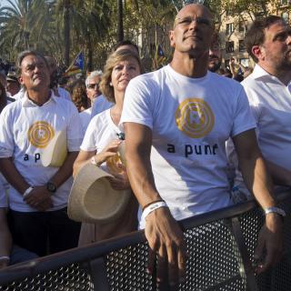 Artur Mas, Raúl Romeva i Oriol Junqueras a la manifestació