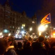 Manifestació amb motiu de l'inici del judici de l'1-O, al Passeig de Gràcia de Barcelona