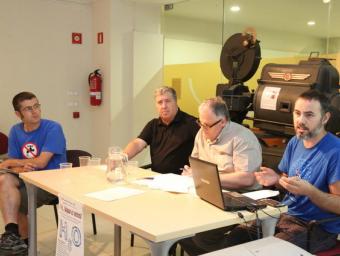 Sergi Solà, Jordi Figuerola, Antoni Iborra i Eloi Badia a l’acte de divendres a l’ETC de Vic Albert Llimós