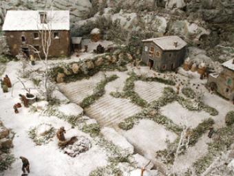 El pessebre, que s’inaugurarà dimecres després de la Missa del Gall, presenta per primera vegada un paisatge nevat Griselda Escrigas