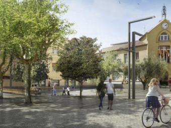 La plaça de la Vila tindrà un gran banc en forma d’ela i una font a l’espai de les escales situades a tocar de l’ajuntament Ajuntament de Montmeló