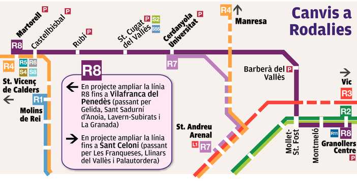 El govern estudia allargar la nova línia R8 de Vilafranca a Sant Celoni |  Raül Garcia i Aranzueque | barcelona | Societat | El Punt Avui