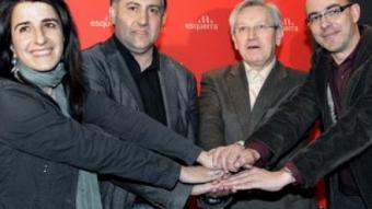 Puigcercós, Zabaleta i el dirigent d'ERC Eduard López. /  EFE
