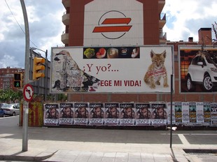 Un dels cartells estripats apareguts al centre de Lleida.