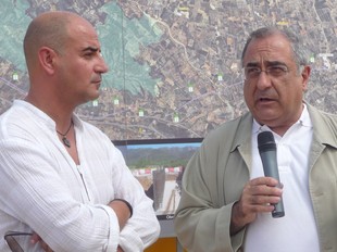 Nadal i l'alcalde de Santa Bàrbara durant la visita a les obres de la variant.  R,ROYO