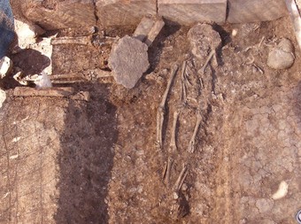 Detall d'una de les tombes romanes trobades a Vilassar de Dalt. MUSEU VILASSAR DE DALT