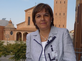 Teresa Ginestà, al balcó de l'Ajuntament.  D.M