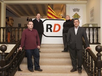 Els quatre representants dels partits polítics de Riudoms, Francesc Xavier Lázaro (ERC), Josep Ramon Margalef (CiU), Ventura Gili (PSC) i Marc Junivart (PP). RIUDOMS DECIDEIX