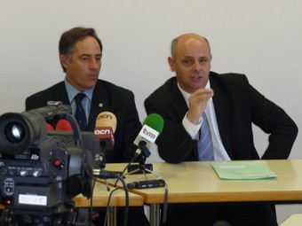 Josep Jo i Joan Boada durant la roda de premsa posterior a la trobada al Maresme. T.M