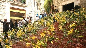 Un dels muntatges florals de la ciutat de Girona.  MANEL LLADÓ