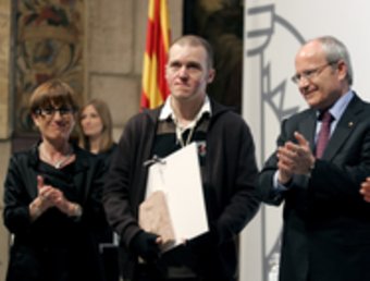 Josep Pallàs, entre l'exconsellera Serna i l'expresident Montilla, el dia que va rebre el reconeixement públic ARXIU