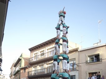 El 4 de 9 amb folre dels Castellers de Vilafranca, ahir a Torredembarra V.DER MEULEN