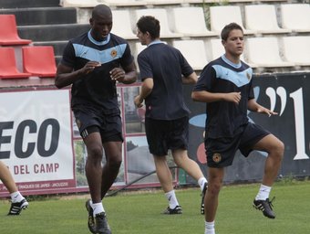 Ousmane, en un entrenament amb el Nàstic.  J.C.LEÓN