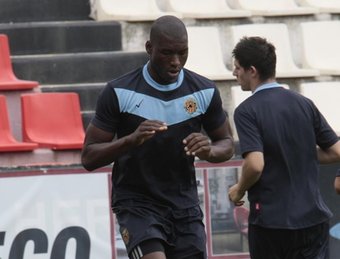 Ousmane, en un entrenament amb el primer equip.  J.C. LEÓN