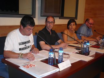 Josep Ruiz, Joan Rubal, Carme Bastida i Joan Mora durant el ple de Llavaneres de dimecres a la nit LL.M
