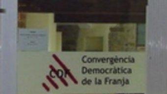 La seu de Convergència Democràtica de la Franja, a Fraga. CONVERGÈNCIA DEMOCRÀTICA DE LA FRANJA