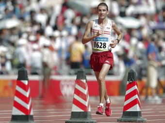 José Ríos en la marató dels Jocs de Pequín.  EFE