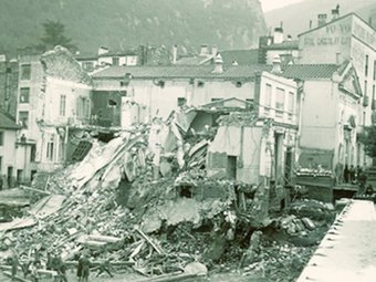 Inundacions a Els Banys d'Arles, després dels aiguats de l'any 1940. L'INDEPENDANT