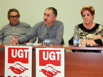 Miró, Álvarez i Palau durant l'assemblea d'ahir ACN