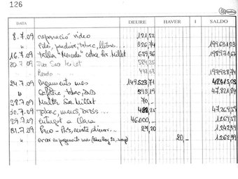 El full de comptabilitat amb els pagaments fets després del 23 de juliol, dia de l'escorcoll al Palau.  Avui