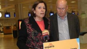 Carme Capdevila i Pere Vigo, ahir van ser a les instal·lacions de l'aeroport Girona-Costa Brava X. PI / ACN