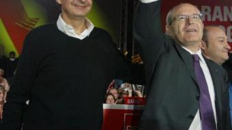 José Luis Rodríguez Zapatero, ahir amb José Montilla a Viladecans JUANMA RAMOS