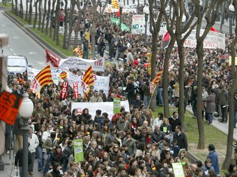 Manifestació a Tarragona contra l'establiment de les bases de la Llei d'Educació de Catalunya (LEC), el passat 14 de febrer de 2008 JUDIT FERNÀNDEZ