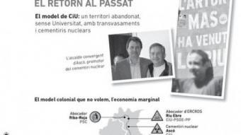 Un detall del tríptic d'ERC, amb una fotografia que mostra Artur Mas i l'alcalde d'Ascó