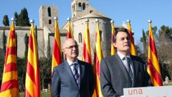 Artur Mas i Josep Antoni Duran i Lleida, abans de llegir la declaració institucional de tancament de campanya PATRICIA MATEOS