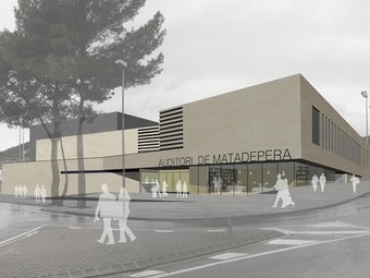 Maqueta del Teatre-Auditori, que s'està començant a construir a l'espai que ocupava el camp de futbol EL PUNT