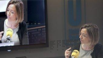 La ministra Carme Chacón durant l'entrevista als estudis de la cadena SER a Madrid EFE
