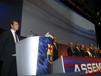 Imatge de la darrera assemblea de compromissaris del Futbol Club Barcelona.  EFE