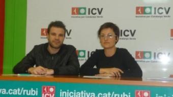 Els caps de llista d'EUiA, Ivan Hernáez, i ICV, Marta Ribas, en una imatge d'arxiu. M.C.B