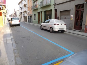 Les noves zones blaves gratuïtes amb estacionament limitat als carrers Fonlladosa i del Carme de Malgrat. T.M