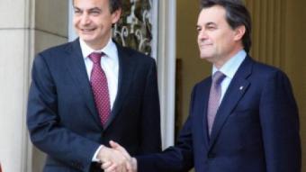 Zapatero i Mas , en l'última reunió que van tenir al febrer ACN