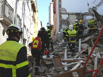Intervenció dels bombers de la Catalunya del nord en un esfondrament.