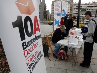 Taula de vot anticipat a Barcelona ORIOL DURAN