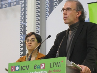 Ricard Gomà (ICV), ahir en la roda de premsa a Barcelona