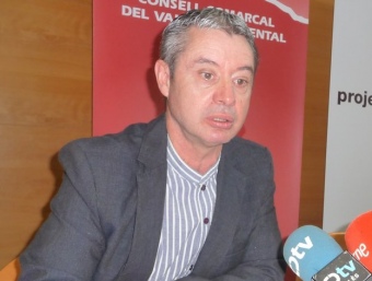 Antoni Rebolleda , durant una roda de premsa com a president del Consell Comarcal M.C.B
