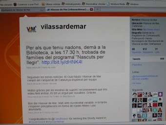 Imatge de l'aplicació twitter de l'Ajuntament de Vilassar de Mar, finalista a un concurs internacional. EL PUNT