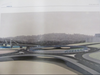 Una imatge del projecte per fer una rotonda a doble nivell amb pas per a vianants i obertura cap a la riba del Ter. 
