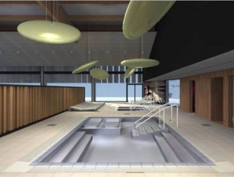 Imatge virtual de la zona de piscines del futur complex esportiu de Palau-solità EL PUNT