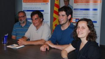 CiU-Via, a la campanya electoral. D'esquerra a dreta, Albert Bernadas, Lluís Giralt, Josep Rius, i Núria Mestre. M.L