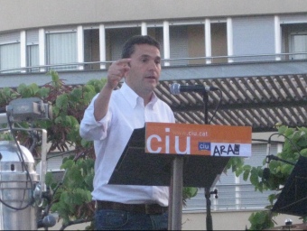 Francesc Garcia (CiU), futur alcalde montgatí, en un miting a Les Mallorquines J.G.N