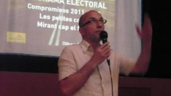 El candidat d'ERC, Joan Rabasseda, en un acte de final de campanya. E.F