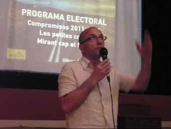 El candidat d'ERC, Joan Rabasseda, en un acte de final de campanya. E.F