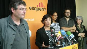 La cap de llista d'ERC, Blanca Palmada, ahir durant l'explicació del recurs contenciós electoral que presentaran els republicans per obtenir representació a l'Ajuntament de Girona. JOAN SABATER