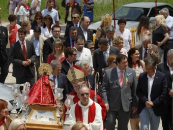 Processó amb la verge de l'Aldea, ahir al matí. TJERK VAN DER MEULEN