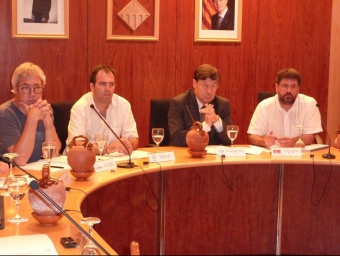 Els socis de govern. D'esquerra a dreta: Puig, Mora, Armengol i Casas durant el ple. LL.A